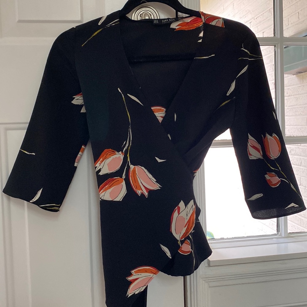 Zara floral wrap top